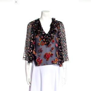 Alice + Olivia vibrant semi- sheer top - xs